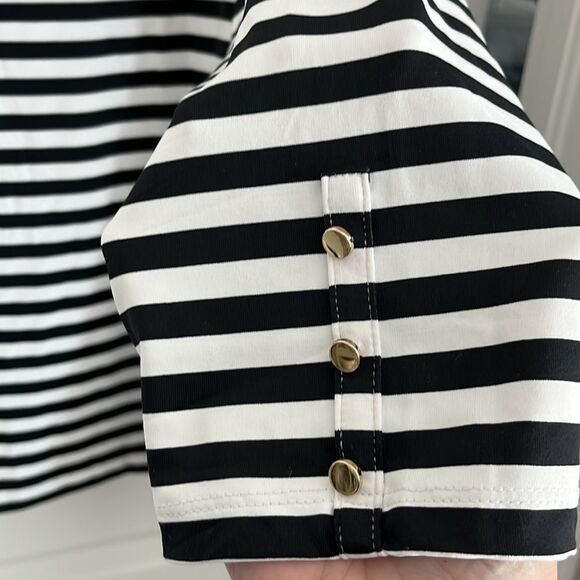 Talbots Women's Black and White Striped Top Nylon Spandex - Picture 5 of 7